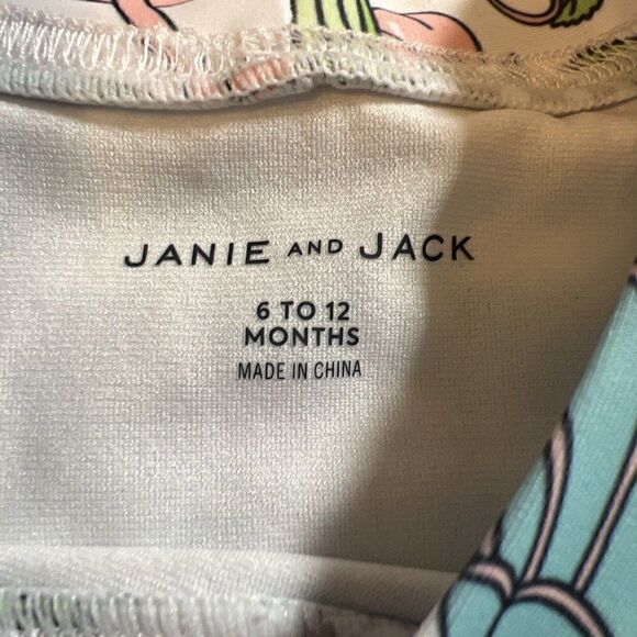 Janie & Jack girls 6 - 12 Months blue floral long sleeved rashguard. T - Picture 4 of 4